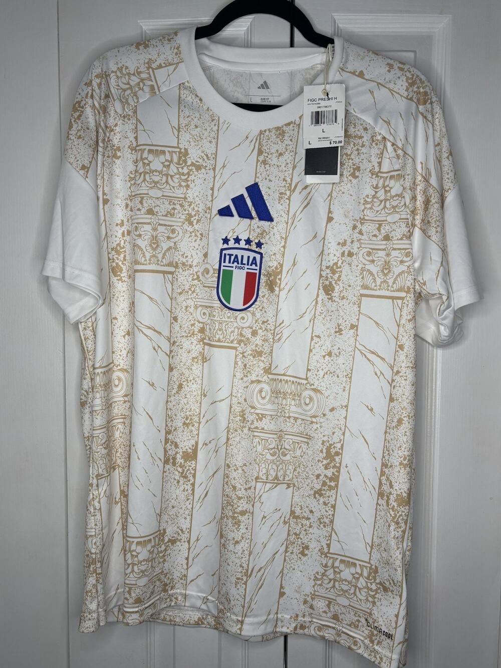 adidas Italy Italia FIGC Home Pre-Match Jersey Men's L NWT Climacool